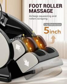 3D Zero Gravity Massage Chair Full Body, Recliner Chair For Adults With 8 Rollers & Full Airbags | 5 Auto Modes, Lower Back Heat, Extendable Footrest & Foot Massage, Bluetooth Speaker, Phone Holder, Touchscreen - Perfect For Moms & Family - White - View 7