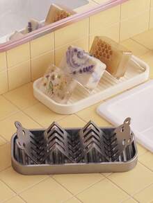 1pc W-Shaped Soap Dish, Countertop Soap Holder, Multi-Functional Bathroom Soap Storage Rack, Home Kitchen Sponge Organizer Tray, Keeps Soap Dry, Bathroom And Sink Countertop Home Storage Accessory - Multicolor - View 11