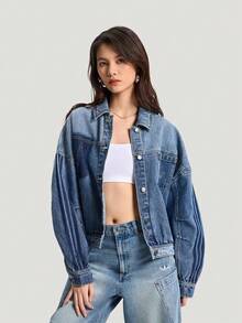 Adidas Originals 女款 JACKET W 運動牛仔夾克 KR5042 - 藍色 - 查看 1