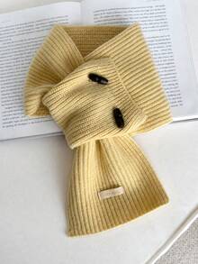 Women's Ribbed Knit Criss-Cross Scarf With Buttons, Comfortable Winter Short Scarf - Scarf - View 10