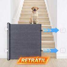 Tela Retrátil de Proteção para Cachorro Gato Bebê Barreira de Segurança Ajustável Sem Furos para Portas e Escadas - pequeno 78x110cm - Visão 1