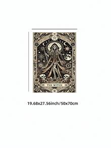 1件 無框女巫塔羅骨架神祕萬聖節海報牆面藝術 宿舍裝飾禮物 - 多色 - 查看 13