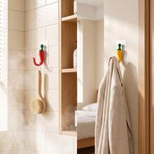 6pcs Creative Chili Pepper Kitchen Hooks, Self-Adhesive No-Drill Design, Strong Load-Bearing, Chili Shape, Suitable For Multiple Scenes, Can Hang Plastic Bags, Towels, Cleaning Cloths, Keychains And Other Daily Items - View 10