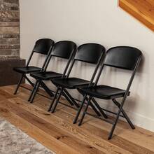 Sillas Plegables, Resistente y Plegable, contorneadas para Mayor Comodidad, Paquete de 4 - Negro - Ver 2