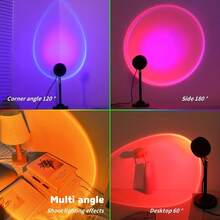 Đèn hoàng hôn RGB 16 màu có điều khiển từ xa, điều chỉnh 180°, thiết yếu cho nhiếp ảnh, đèn chiếu hoàng hôn, phù hợp cho phòng ngủ (không bao gồm pin) - Nhiều màu - Xem 9