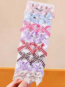 10pcs Girls Multi-Color Fabric Bow Hair Clips Hair Accessories Head Clips Back-Of-Head Clips Side Clips Alligator Hair Clips For Daily Use - Multicolor - View 1
