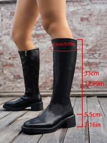 Women's Tall Boots, New Autumn/Winter Knee-High Riding Boots, Mid-Heel Fashion Slim-Fit Boots - Black - View 6