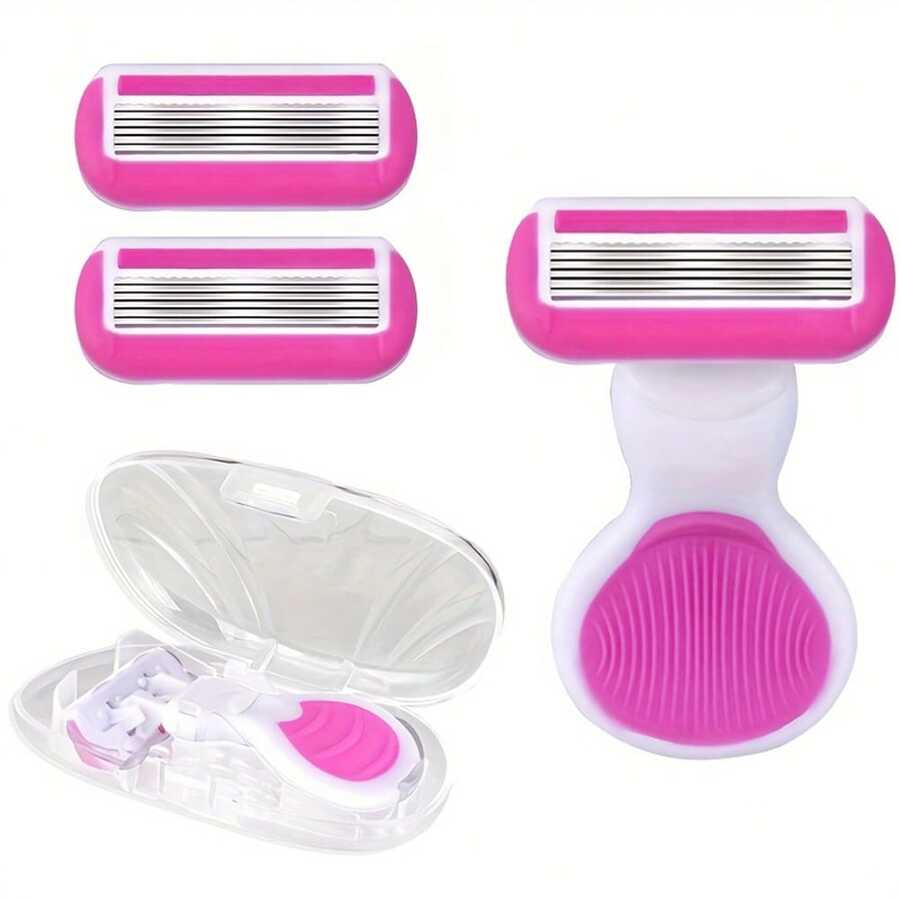 Set Pisau Cukur Penghilang Bulu Bikini, Pisau Cukur Anti Gores 6 Lapisan untuk Wanita, Pisau Cukur Seluruh Tubuh dari Baja Tahan Karat, Pisau Cukur Penghilang Bulu Manual, Alat Penghilang Bulu Ringkas untuk Rumah & Perjalanan