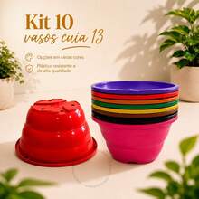 Kit 10 Vasos Cuia 13 Qualidade Premium Resistente Plantas Jardim Horta Flores Samambaia Multiuso - terracota - Visão 2