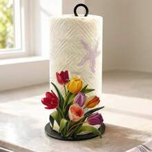 1pc Tulip & Calla Lily Decorative Paper Towel Holder, Easy Installation, Holiday Decoration, Suitable For Kitchen, Bathroom And Party Occasions, Paper Towel Rack, Kitchen Supplies, Desktop Organizer, Home Accessories, Dorm Essentials, Suitable For College Dorm, Perfect For Holiday Celebrations - Multicolor - View 4
