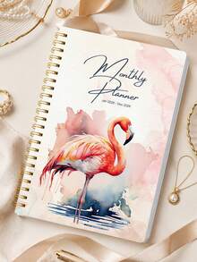 1 Peça Planejador Mensal A5 2026 com Flamingo em Aquarela, Calendário Espiral Dourado com Grandes Grades Mensais & Lista de Tarefas, Acessórios de Mesa de Escritório Cadernos para Acessórios de Professor da Escola, Presentes de Halloween - Retângulo - Visão 8