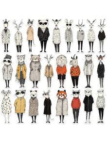 50pcs/Pack Retro Cartoon Fashion Animals Aesthetic Stickers, Decorative Decals For Stationery Notebook Phone Scrapbook Laptop Guitar Luggage Decals - Multicolor - View 4
