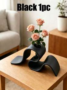2/1pc Creative Ribbon-Shaped Dried Flower Holder, Minimalist Decorative Vase, Curved Vase Ornament. Unique Geometric Tabletop Decor (Fresh Flowers Not Included). Suitable For Home, Office, Living Room Decoration And Wedding Arrangement. - Multi-color - View 14