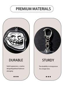 Vintage Black White Troll Face Meme Keyring,Humorous Funny Expression Acrylic Keychain,Cute Backpack Decor,Birthday Holiday Gift For Men Women - Multicolor - View 5