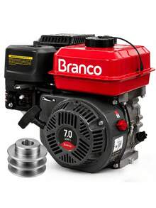 Motor a Gasolina Branco B4T-7.0L 7CV 212cc 4 Tempos com Polia Alumínio 2 Canais Eixo 3/4 - Vermelho - Visão 1