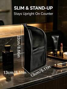 Compact Thickened Mesh Makeup Pouch, Octagonal Large‑Capacity Toiletry Organizer, Minimalist Portable Lipstick Storage Bag, Small Personal Item Pouch, Great For Daily Use, Travel, Business Trip & Back To School - Multicolor - View 9