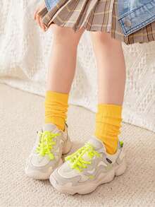 1 Pair Kids Solid Color Straight Socks, 2-7 Years Old Children Candy Color Calf Socks, Versatile Mid-Calf Socks Suitable For All Seasons - Multicolor - View 4