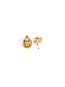 Okurime. 1 Pair Simple Fashion Creative Unique Design Gold Twist Hoop Earrings, Suitable For Daily Wear For Women - Gold - View 4