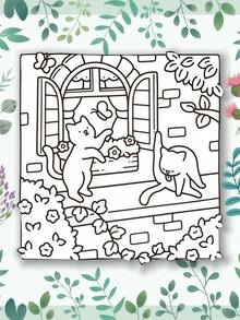 1pcCat Moment Coloring Book, A Comfortable And Cute Coloring Book For Everyone, Featuring Cozy And Lovely Patterns To Help You Relax(Essential For Hand Painting), Bold And Simple Design, Painting Gift For Holidays, Birthdays, And Parties - Multicolor - View 6