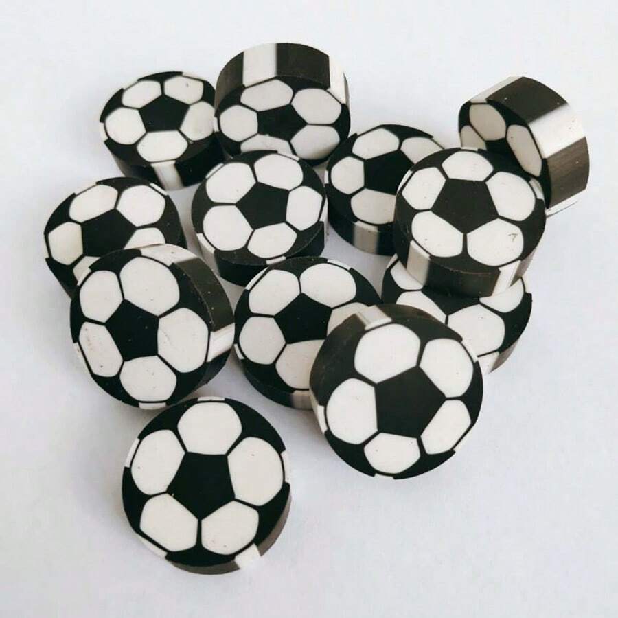 20pcs Fun Sports Mini Football Theme Erasers, Birthday Party Favors, Student Prizes, Classroom Reward Supplies - Black - View 1
