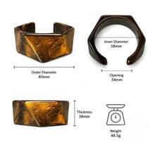 1pc Gradient Coffee Gold Tie Dye Amber Cat Eye Asymmetrical Resin Bracelet, Textured Polygon Niche Aesthetic Women's Jewelry, Suitable For Short Trips, Travel And Daily Wear - Multicolor - View 14