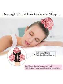 5Pcs Heatless Curling Rod Set Matching Hair Clips And Scrunchies Soft Fabric No Heat Damage Big Wave Overnight Hair Styling Tools For Sleeping Daily Hairstyle - Multicolor - View 8