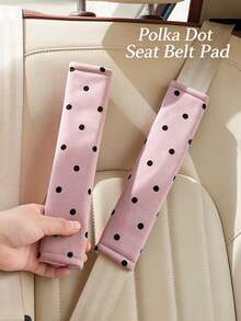 1pc Sweet Minimalist Soft Fabric Long Black Polka Dot Print Neat Stitching Breathable Wear-Resistant Stain-Resistant Shoulder Pad, Relieve Shoulder Pressure, Car Seat Belt Cover, Daily Driving Travel, All Seasons Spring Summer Autumn Winter Gift - Multicolor - View 2