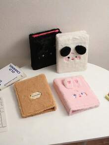 1pc A5 Cartoon Rabbit Plush Loose-Leaf Notebook Cover, Cute Plush Animal Photo Card Collection Album, Loose-Leaf Photo Album For Cards And Photos - Multicolor - View 7