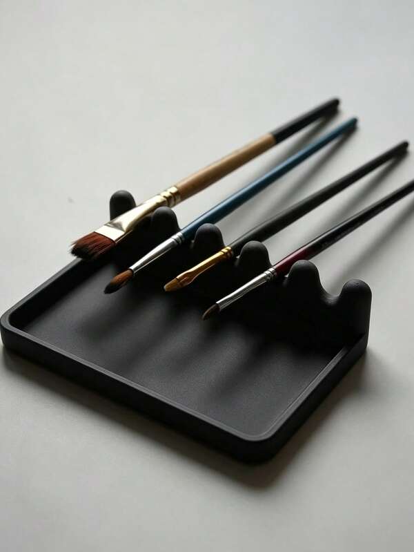 Portable Brush Holder, Painting Accessories, Portable Brush Rack With Drip Tray, Front Tray Design For Easy Cleaning, Prevents Tabletop Contamination, Convenient To Carry, Space-Saving, Suitable For Watercolor, Oil Painting, Acrylic Painting, Portable Brush Rack, Art Studio Supplies, Ideal For Studio Sketching, Home Doodling And "Art Class" Brush Storage, Perfect Choice For Watercolor, Oil And Acrylic Brushes