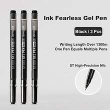 Languo 12/6/3pcs Black/Red Ink Gel Pens, Ballpoint Pens, ST High Precision Tip (0.5mm), 2 Colors Available, Handwriting Gel Pens, Eyeliner Pens, Perfect For Vibrant Colorful Writing And Sketching, Smooth Writing, For Drawing, Highlighting, Note-Taking, Manual Making, Office Use - Multicolor - View 12
