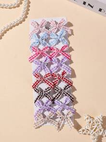 10pcs Girls Multi-Color Fabric Bow Hair Clips Hair Accessories Head Clips Back-Of-Head Clips Side Clips Alligator Hair Clips For Daily Use - Multicolor - View 7