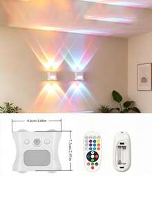 1pc LED Wall Light, RGB Dimmable Wall Lamp, Motion Sensor Mode + Remote Control Dual Control, Suitable For Wall Decoration, Hallway, Stairs, Corridor, Bedside, Desk And Wardrobe, Perfect For Various Atmosphere Decoration. (Battery Capacity 1200mAh) - RGB Wall Light - Max - View 9