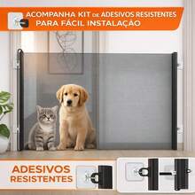 Tela Retrátil de Proteção para Cachorro Gato Bebê Barreira de Segurança Ajustável Sem Furos para Portas e Escadas - pequeno 78x110cm - Visão 2
