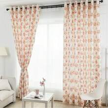1 pieza Cortina de estilo francés campestre con bloqueo de luz suave, estilo perforado con pequeñas rosas delicadas, cortina floral fina y delicada - Multicolor - Ver 8