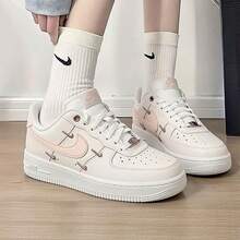 Nike New AF1 Air Force 1 Minimalist Versatile Wear-Resistant Women's Low-Top Casual Sneakers - Beige/Pink - View 3