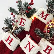 1 pieza Calcetín navideño de punto con alfabeto, decoración de árbol de Navidad, bolsa de regalo de caramelo con bordado de calcetín, bolsa de regalo de calcetín navideño con alfabeto, adecuado para decoración del hogar en invierno y celebraciones festivas, fiestas festivas, fiestas de Navidad, decoración de Halloween, decoración de vacaciones, decoración festiva, regalos de fiesta, decoración divertida para fiestas de Navidad, vacaciones de Navidad, Feliz Año Nuevo, decoraciones navideñas, opción perfecta de regalo de Navidad para amigos - Multicolor - Ver 5