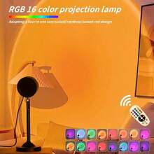 Đèn hoàng hôn RGB 16 màu có điều khiển từ xa, điều chỉnh 180°, thiết yếu cho nhiếp ảnh, đèn chiếu hoàng hôn, phù hợp cho phòng ngủ (không bao gồm pin) - Nhiều màu - Xem 3