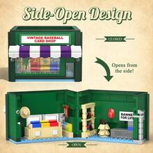 418PCS Retro Architecture Baseball Card Store Building Set,Small Particle Building Blocks,Stree View Construction Toys MOC Bricks Mini Shop Model Assembly Toys,Store Decorative Items,Gifts Set(BAG Package) - Multicolor - View 5
