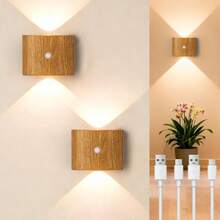 LED Motion Sensor Wall Light, Wireless Wall Lamp Decorative Lighting, Eye-Protection LED Wall Light, Battery Powered Night Light, Suitable For Hallway, Bathroom, Bedroom, Kitchen, Room Decoration, Bedroom Decor, Home Decor, Christmas, Halloween Decoration - Three-color Light Effect - View 2