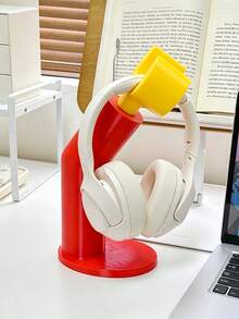 Kệ để bàn hình hoạt hình 3D, giá đỡ tai nghe sáng tạo, hộp đựng tai nghe Bluetooth, đế tai nghe, móc treo tai nghe, kệ sắp xếp phụ kiện chơi game, kệ lưu trữ để bàn, móc treo đa năng cho nhiều vật dụng, trang trí phòng | Kệ tiện dụng, giá lưu trữ đa năng, trang trí bàn máy tính, đặt không cần khoan (có thể xoay) - Đỏ - Xem 4