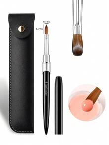 1PC Size 2-18 Kolinsky Acrylic Nail Brush With Leather Case, Professional Sable Nail Art Brush For Acrylic Powder & Extension Gel - Black - View 12