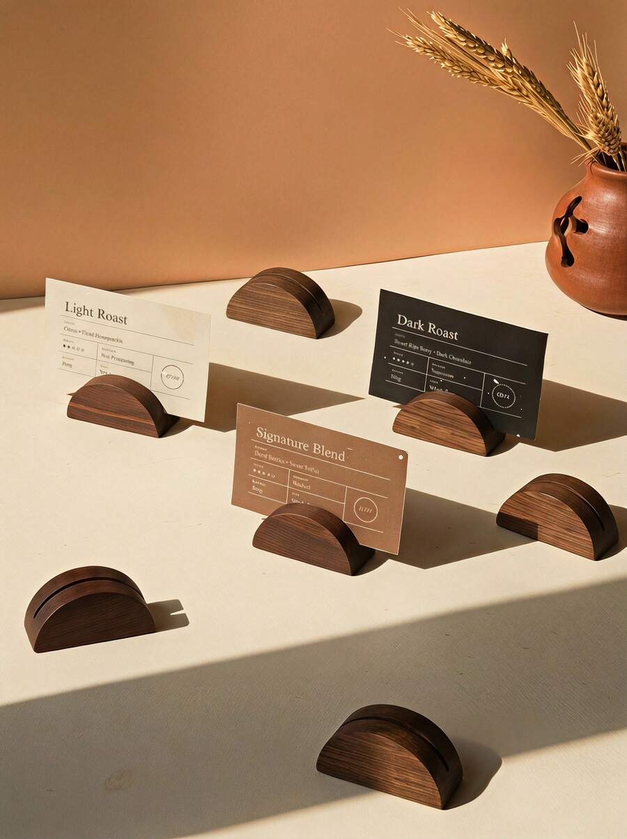 Cirelle Wooden Table Number Holders, Wedding Table Number Holders, Semi-Circular Wooden Table Card Holders, Suitable For Offices, Photos, Menus, Banquets, Parties, Restaurants, Retail Stores, And Event Decorations - Multicolor - View 1