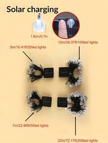1 pieza Luces de cadena de bola de cristal solar LED 20/50/100, Luces de hadas solares para exteriores, 8 modos de iluminación, Opciones de blanco cálido y colorido, Luces decorativas impermeables, Adecuadas para patio, jardín, árboles, terraza, valla, césped, tienda de campaña, boda, cumpleaños, restaurante y decoración de fiesta de vacaciones - Multicolor - Ver 6