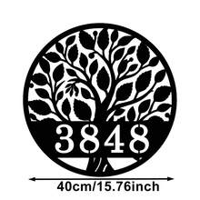 3 Sizes Available! Personalized Tree Of Life Metal Sign, Custom Number Address Plaque, Wall-Mounted Metal Wall Art Home Decor For Front Door, Porch, Yard - Black - View 11