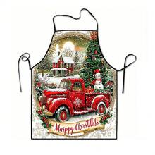 1pc Christmas, Santa Claus, Christmas Bell, Christmas Snowflake, Christmas Reindeer, Christmas Tree, Christmas Snowman, Christmas Penguin, Christmas Cartoon Animal Pattern Chef Apron, Apron, Suitable For Home Decor And Kitchen Use. Made Of 100% Polyester Material, Designed As Sleeveless Style, Perfect For Home Kitchen, Outdoor BBQ Cooking. This Printed Apron Is Unisex, Machine Washable And Reusable, An Essential Kitchen Accessory - Multicolor - View 12