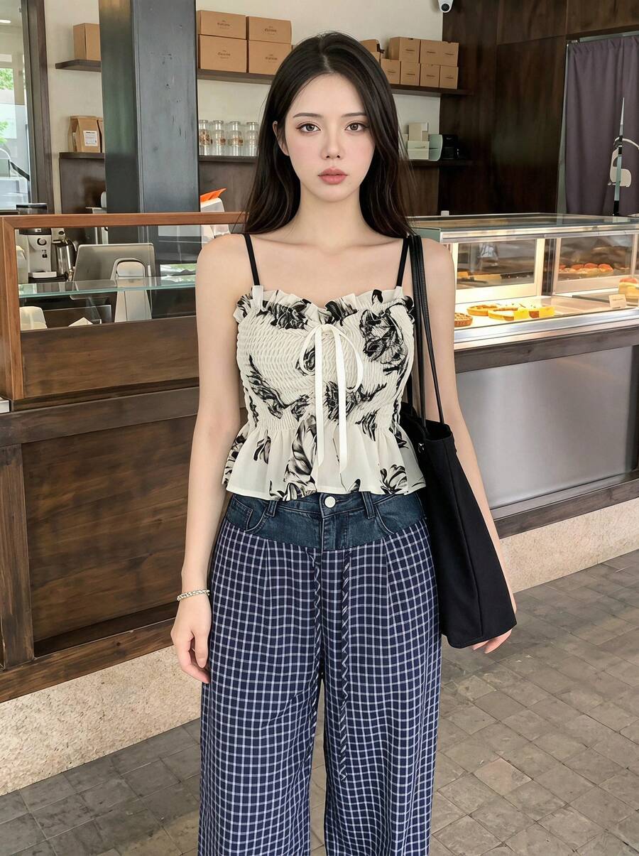 Yorily 2025 Summer Design Bow Decor Versatile Women Casual Elegant Camisole - Apricot - View 1