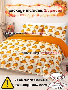 2/3pcs Halloween & Thanksgiving Duvet Cover Set, Pumpkin & Maple Leaf Patchwork Digital Print, Soft Breathable Microfiber All-Season Bedding, Machine Washable, Fade-Resistant, Anti-Pilling, Anti-Shrink, Anti-Wrinkle, Suitable For Twin/Full/Queen/King Bed, Easy Care Holiday Gift - Multicolor - View 9