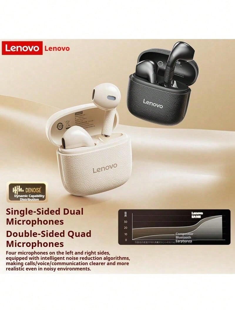 Lenovo EA166 Bluetooth Wireless Earbuds: Wireless Semi-In-Ear, High-Quality Sound, Ultra-Long Battery Life, Compact Design - Moon Rock White - View 1