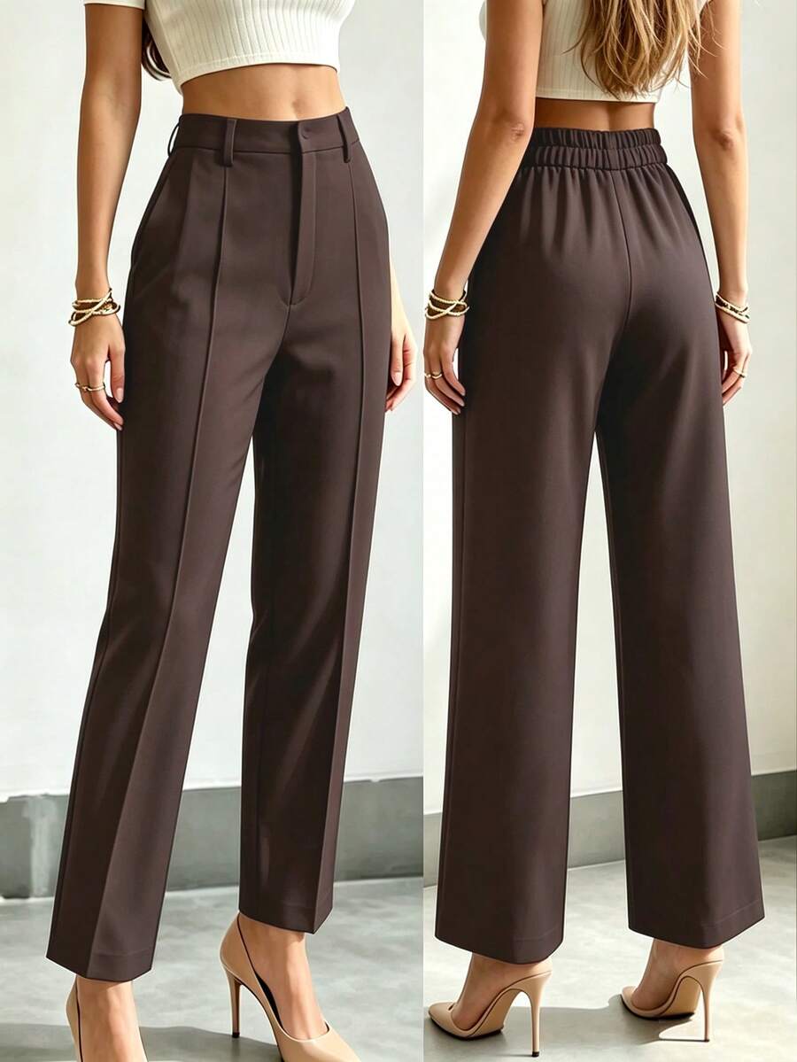 女款寬腿商務直筒褲，優雅百搭，適合通勤與多種場合