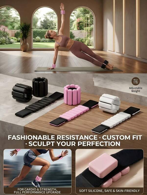 1/2pcs Adjustable Wrist & Ankle Weights, Resistance Training Bands, Silicone Skin-Friendly Material, Unisex Wearable Aerobic Exercise Equipment, Suitable For Fitness, Yoga, Walking, Running, Dancing, Pilates, Aerobics, Home Gym Wearable Wristbands
